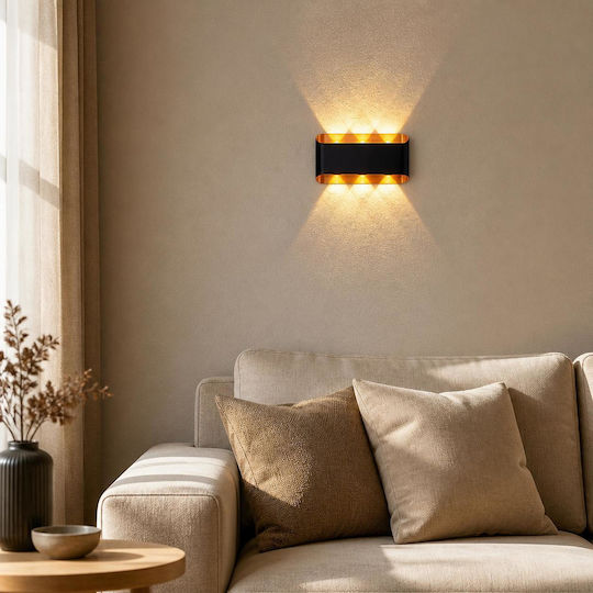 Lampă de perete LED neagră 10x18x18cm