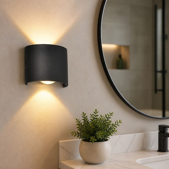 Lampă de Perete cu LED Integrat și Lumină Alb Cald Negru 8x8x35cm