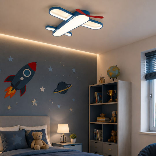 Einfaches Licht Kinderzimmer-Deckenleuchte aus Kunststoff 45W mit Lampensockelgröße E27 Blau 60cm