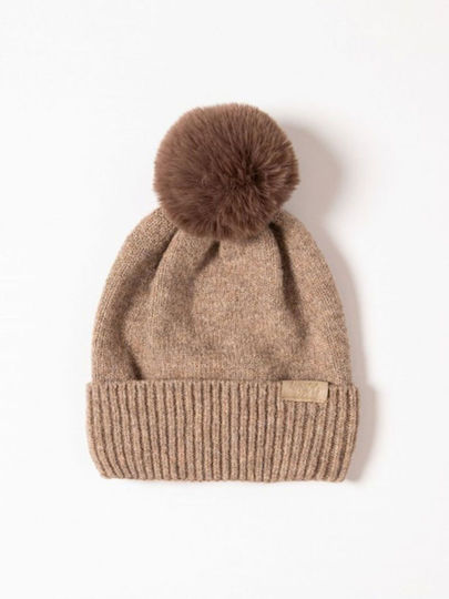 Beanie Women's Knitted Beanie in Beige Color