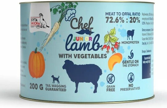 Syta Micha Chef Wet Dog Food For Puppies With Lamb And Vegetables Grain-Free 200gr