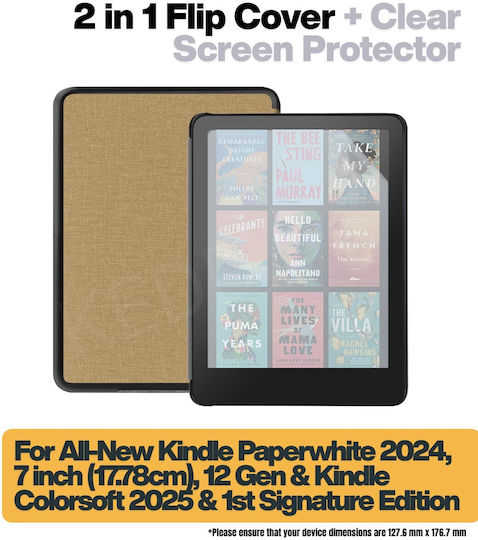 Inkora Флип Капак Издръжлив Прозрачен (Kindle Paperwhite 2024, Kindle Colorsoft 2025, Paperwhite Signature Edition 1ης Генерация)