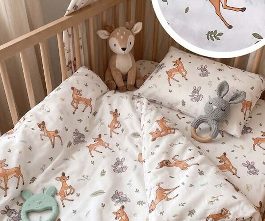 MayHome Set Baby Crib Cotton Beige Sheets 120x160cm