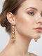 Sk3584 Дълги Висящи Обици Бронзови Перли и Кехлибарен Кристал – Grekas Jewelry