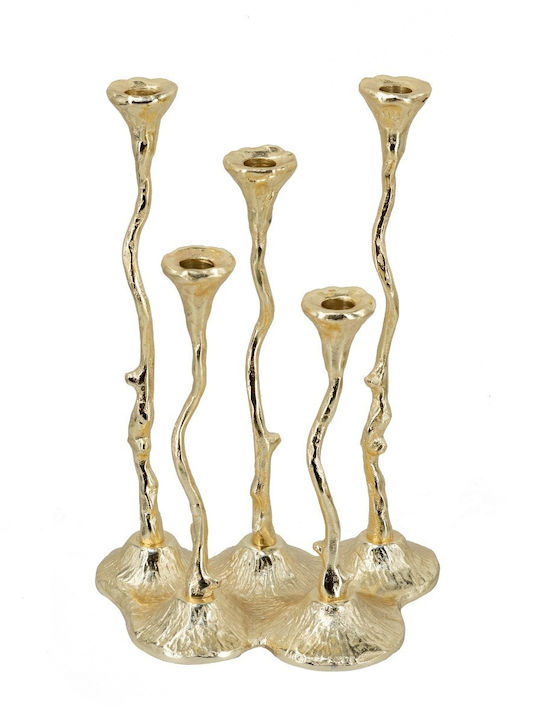 Artekko Noble Kerzenhalter Aus Metall In Gold Farbe 25x36x17cm