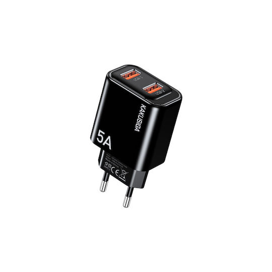 Kakusiga Încărcător Fără Cablu cu 2 Porturi USB-A Negru (KSC-1665)