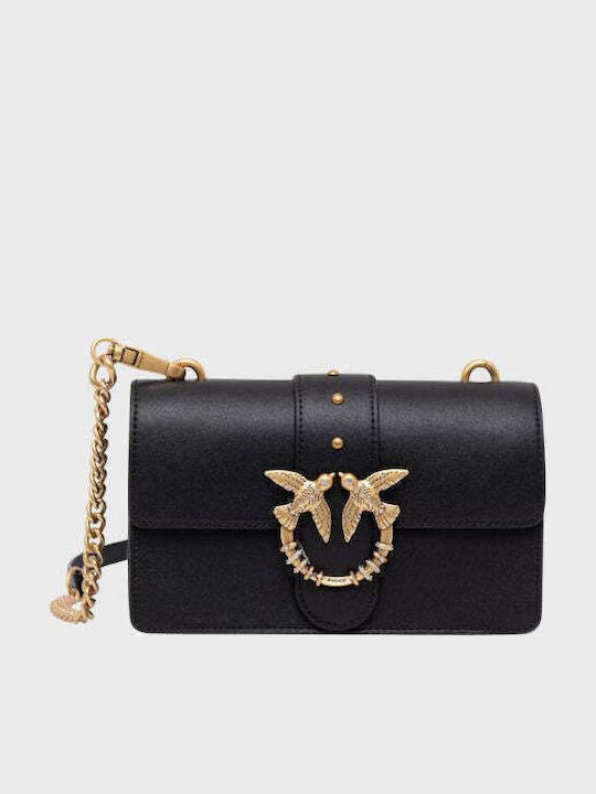 Love One Damen-Crossbody-Tasche Aus Leder Black / Antique Gold