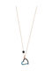 Vitopoulos Colier Din Aur Roz 14 Carate Cu Zircon Albastru