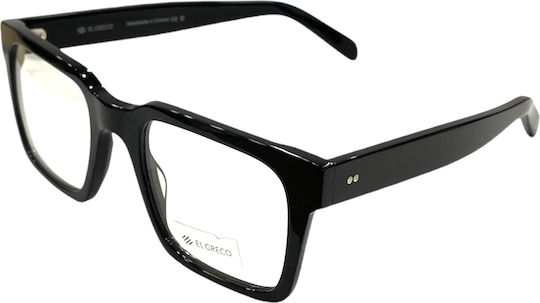 El Greco 9373 C1 Women's Acetate Prescription Eyeglass Frames Square Black