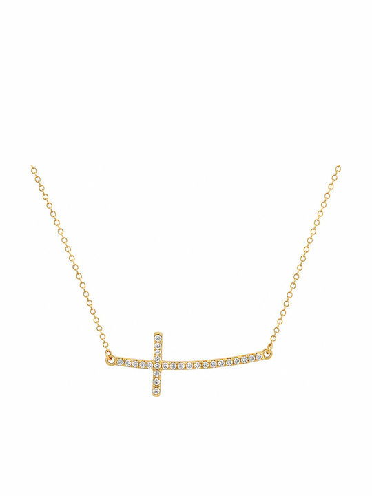 Senzio Belibasakis Women's Gold Cross 9K with Chain