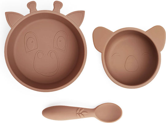 Nuuroo Nuuroo Baby- und Kinder-Essgeschirr Eddy aus Braun Silikon 3er Set