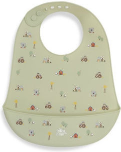 Interbaby Waterproof Silicone Baby Bib with Pocket Green for 4 m+