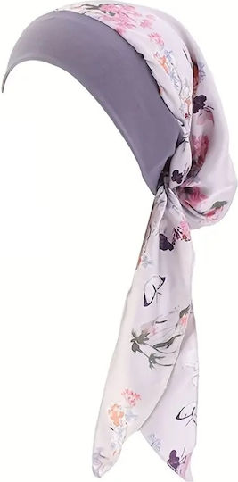 Damen Stoff Turban Haar Stirnbänder Grau Blumen Lang