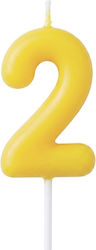 Candle Number 2 Yellow Pastel Piece