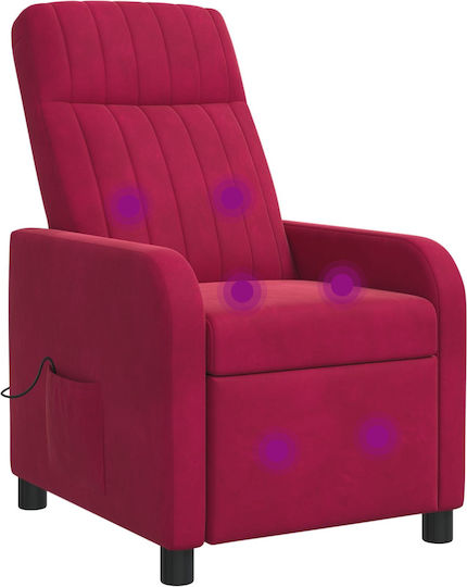 Relax Massage Velvet Red Armchair 66x95x100cm