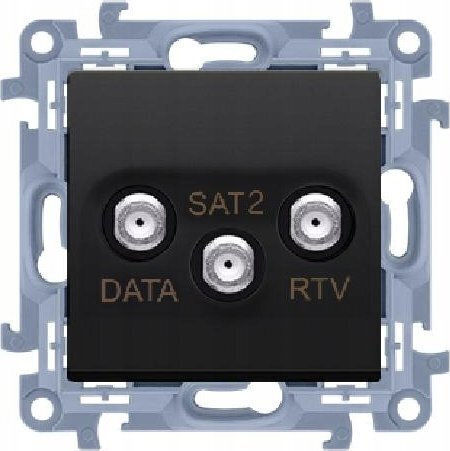 Simon 10 Крайна ТВ Антена Гнездо Rtv-Data-Sat Модул 1x Вход 52400 Mhz Матиран Черен Cadsatf.01/49