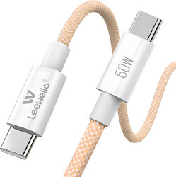 Leewello Braided USB-C Male To USB-C 60W PD Cable Orange 1m 6901777832075-ORG Leewello Braided USB-C Male To USB-C 60W PD Cable Orange 1m 6901777832075-ORG