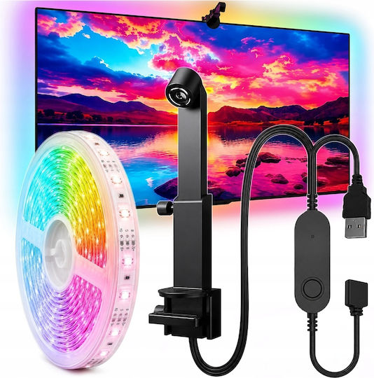 Verk Group Ταινία LED Τηλεόρασης USB 5V 2.5m με Τροφοδοτικό & Τηλεχειριστήριο