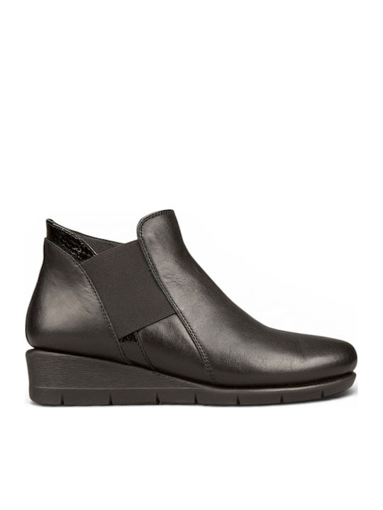 Leder Damen Stiefeletten Schwarz