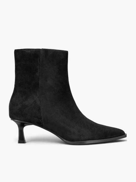 Μαύρα Minimal Suede Μποτάκια Χαμηλό Kitten Heel