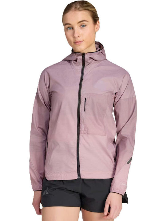 adidas Terrex Xperior Дамско Яке за Пешеходен Туризъм Ветроустойчиво Magic Mauve/black