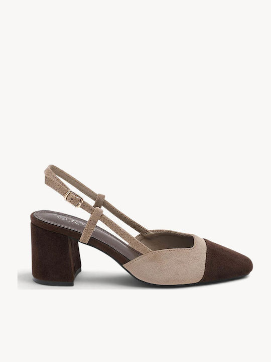 Beige Wildleder Slingback Pumps Cap Toe Doppel ...
