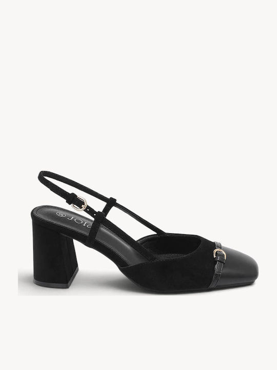Schwarze Slingback Pumps Doppelter Textur Riegel