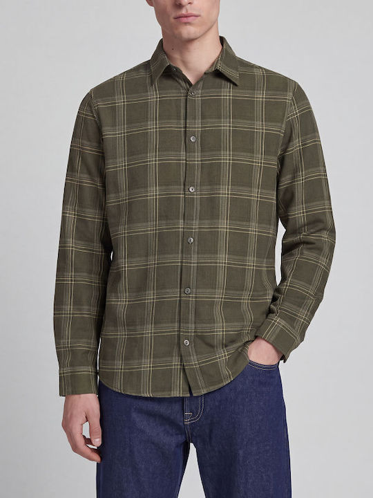 Long Sleeve Checked Khaki Shirt 12301726-Forest Night