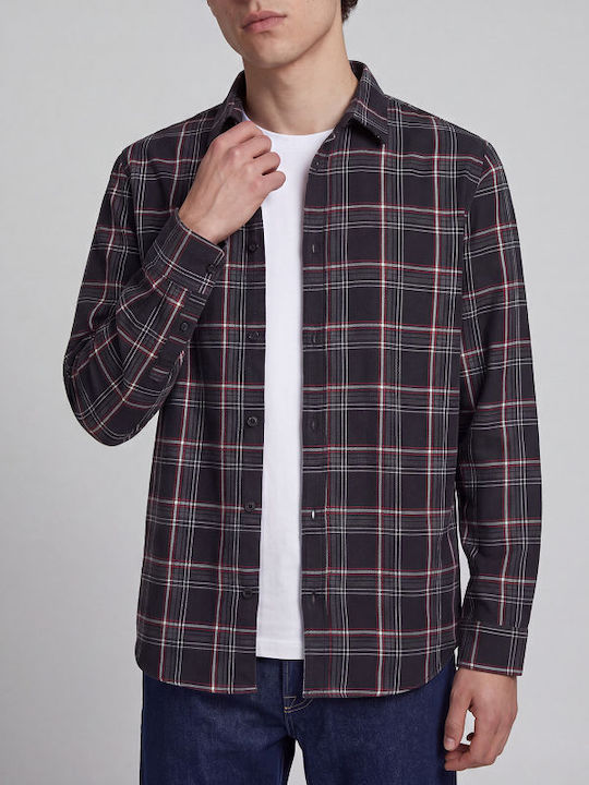 Long Sleeve Checked Black Shirt