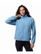 Fleece Damen Strickjacke mit Reissverschluss Blau