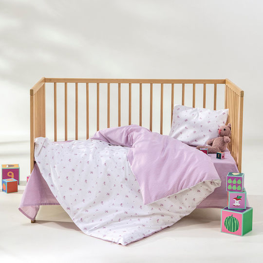 Kentia Set Baby Cradle Sheets Cotton Flory White 70x120cm 2pcs