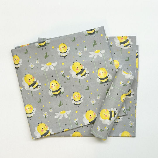 Bunny Bebe Baby Sheets Crib Cotton Fitted Grey 160x110cm 3 Pieces