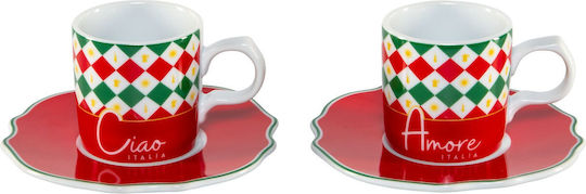 Bialetti Bialetti Espresso Tassen Aus Porzellan Rote 2 Stück