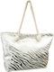 W'el Woman's Elegance Fabric Silver Beach Bag