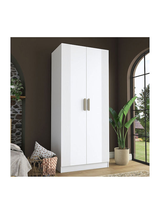 Doppeltür Kleiderschrank Weiß 90x57.5x210cm