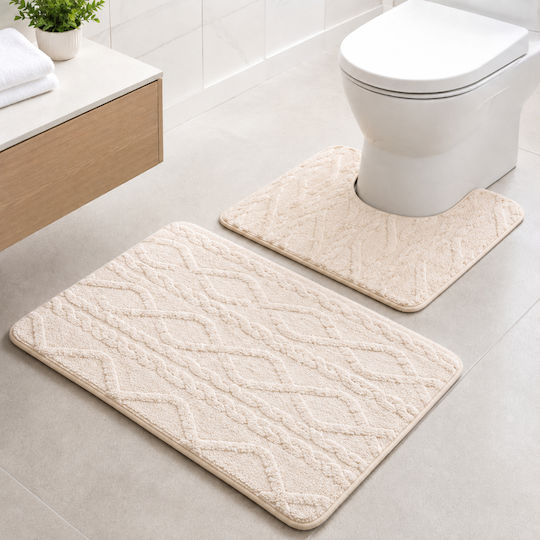 My Home Luxury Non-Slip Bath Mats Set SET02-01 Beige 50x80cm 2pcs