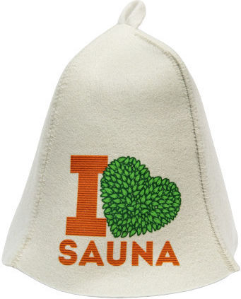 Вълнена Шапка За Сауна World Hats "I Love Sauna" Бяла Щампа S – L