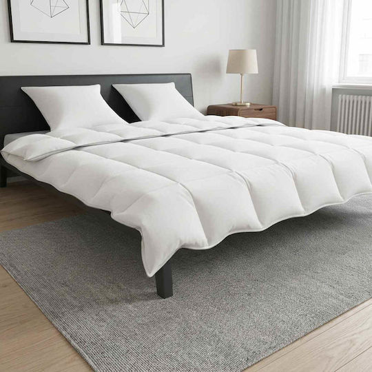 vidaXL King Size Quilt Set 260x240 cm White 3 pcs 350 GSM