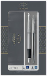 Set stilou și pană Parker Jotter Cr Duo din oțel inoxidabil Ct Fp-βρ Set stilou și pană Parker Jotter Cr Duo din oțel inoxidabil Ct Fp-βρ