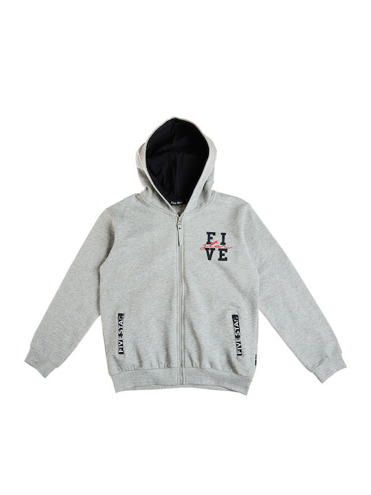 Kinder-Sweatshirt Strickjacke mit Kapuze und Taschen Grau