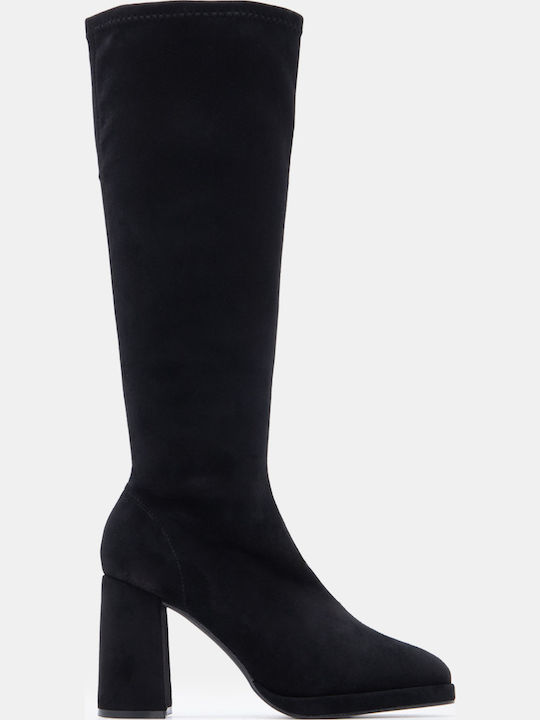 Luigi Suede Damenstiefel mit Hohem Absatz Schwarz