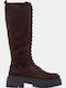 Wildleder Damenstiefel mit mittlerem Absatz Braun