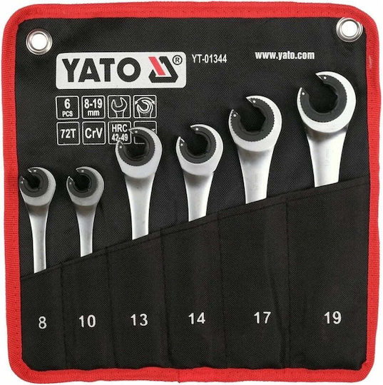 Set Of Semi-Open Ratchet Wrenches 8-19 Mm 6 Pieces