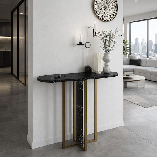 Consolă din Lemn și Marmură Black Marble L90xL29.6xÎ75cm
