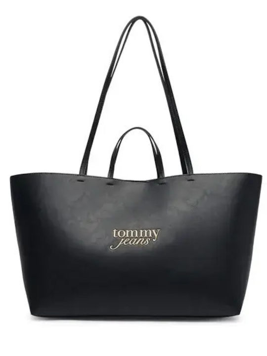 Tommy Дамска чанта Тоут от естествена кожа Черна
