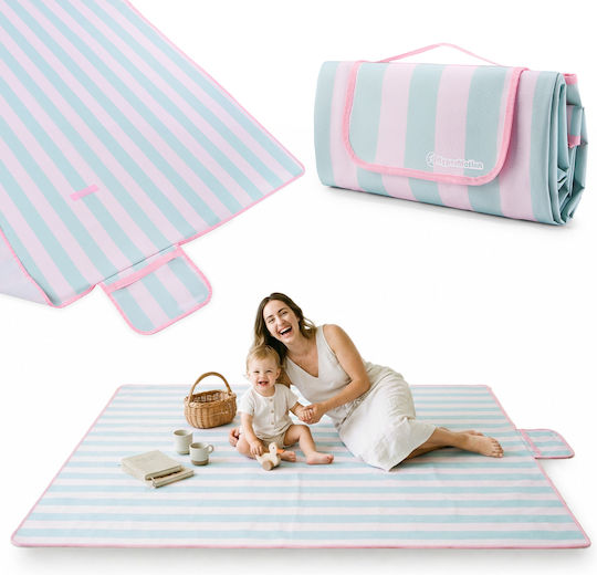 Picnic Beach Blanket 150×200 Cm Hypermotion Pink Green Stripes