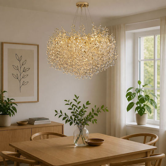 Adjustable Gold Ceiling Light with Crystals for G9 Socket