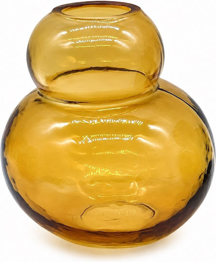 Decorative Glass Yellow Vase 11xH12cm