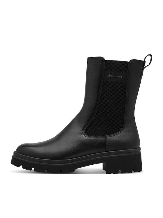Leder Damen Stiefeletten Schwarz