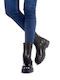 Leather Women's Boots with Mid Heel Black